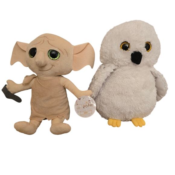 Warner Bros Wizarding World Harry Potter Hedwig Owl 8" & Dobby Elf 14” Plush - Picture 1 of 14
